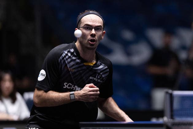 Leo de Nodrest FRA, TTC Schwalbe Bergneustadt in action during the semifinal matches Borussia Düsseldorf TTC Schwalbe of the Liebherr TTBL Final4 at the Süwag Energie ARENA on May 30, 2026, in Frankfurt, Germany Copyright: JoaquimxFerreira