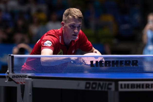 Anton Kaellberg SWE, Borussia Duesseldorf in action during the semifinal matches Borussia Düsseldorf TTC Schwalbe of the Liebherr TTBL Final4 at the Süwag Energie ARENA on May 30, 2026, in Frankfurt, Germany Copyright: JoaquimxFerreira
