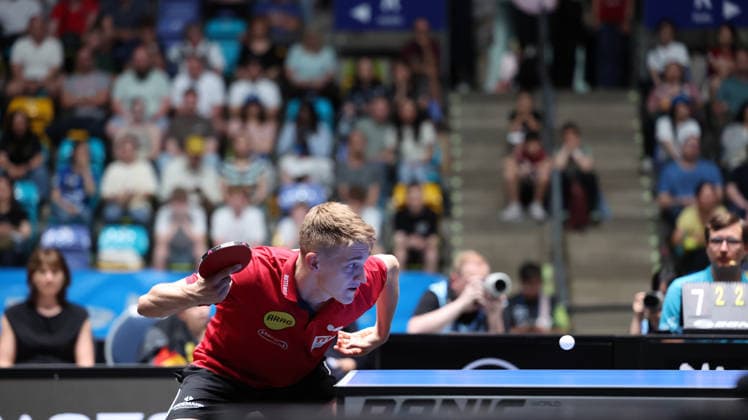 30 05 2026, xrekx, Table Tennis TTBL Final 4, Borussia Düsseldorf TTC Schwalbe Bergneustadt v l Anton Källberg Kaellberg Borussia Duesseldorf DFL DFB REGULATIONS PROHIBIT ANY USE OF PHOTOGRAPHS as IMAGE SEQUENCES and or QUASI VIDEO Frankfurt am Main