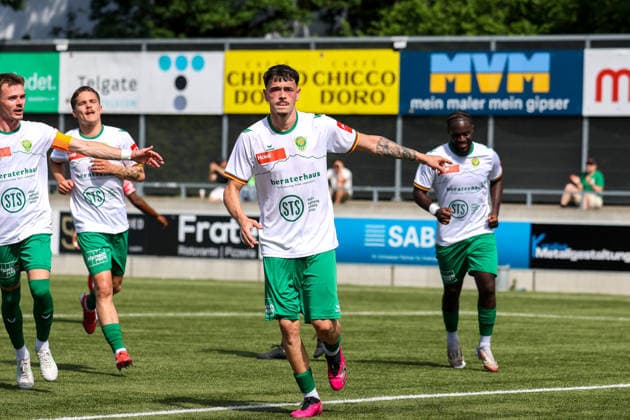Football Switzerland Promotion League 2025 2026 Last matchday, 30 05 2026 SC Kriens vs FC Bavois Kleinfeld Kriens, Switzerland Goal celebration Nando Toggenburger Kriens Stadium Kleinfeld Lucerne Switzerland Copyright: xAmiirxAmedjouax