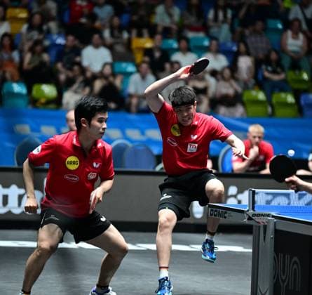 Dand Qiu and Li Yongyin reach the final of the TTBL Final Four in Frankfurt with Borussia Düsseldorf The German national player Dang Qiu and his Chinese club colleague Li Yongyin from Borussia Düsseldorf win the decisive doubles match to win the 3 2 semi-final against TTC Schwalbe Bergneustadt at the TTBL Final Four in Frankfurt am Main in the Süwag Energie Arena on May 30, 2026 Düsseldorf is thus the first finalist Frankfurt am Main Hessen Germany
