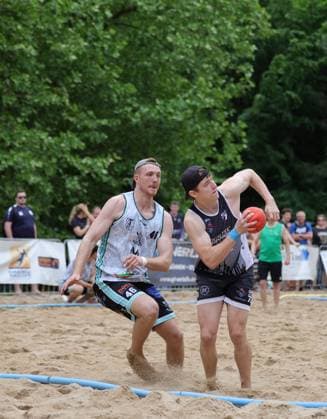 Germany Kelkheim Münster 30 05 2026 Beachhandball Hessen Karacho Beach Cup 2026 Die Otternasen BHC BADG Münster f l Hendrik Prahst Die Otternasen , Lars Zelser BHC Beach Da Gang Sport Karacho Beach Cup 2026