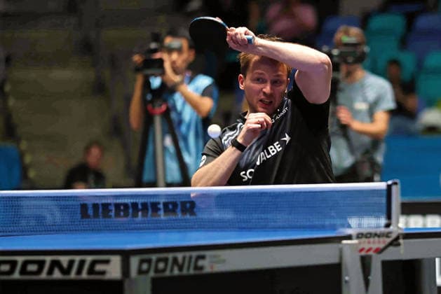 Benedikt Duda TTC Schwalbe Bergneustadt during counter topspin GER Frankfurt TTBL Liebherr Final Four TTC Schwalbe Bergneustadt vs Borussia Düsseldorf, Table Tennis Suewag Energie Arena 30 05 2026 GER Frankfurt TTBL Liebherr Final Four Table Tennis Suewag Energie Arena Deutsche Meiterschaft 30 05 2026 Frankfurt Copyright: xEibner-Pressefoto JoergxHirschx EP_JHH