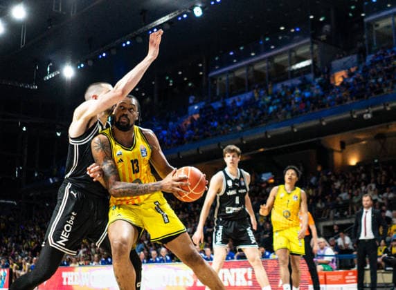 J wan Roberts Alba Berlin, 13 tries to get to the basket 30 05 2026, Alba Berlin vs Bamberg Baskets, Basketball, BBL, Max Schmeling Halle, Berlin DFL regulations prohibit any use of photographs as image sequences and or quasi video Copyright: HMBxMedia xFinnxWeidmann