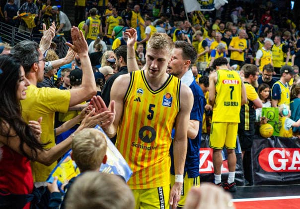 Sam Griesel Alba Berlin, 5 after the match 30 05 2026, Alba Berlin vs Bamberg Baskets, Basketball, BBL, Max Schmeling Halle, Berlin DFL regulations prohibit any use of photographs as image sequences and or quasi video Copyright: HMBxMedia xFinnxWeidmann