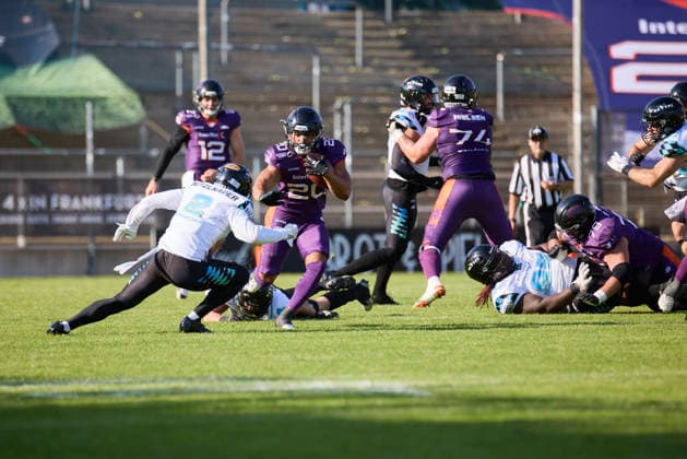 Frankfurt Galaxy Munich Ravens, American Football, European Football Alliance EFA , Season 2026, 30 05 2026 20 Gerald Ameln RB, Frankfurt Galaxy in the match between Frankfurt Galaxy and Munich Ravens in the European Football Alliance EFA in Frankfurt am Main, Germany Hessen Germany PARatFGY_SCHRICK_DSK_8434