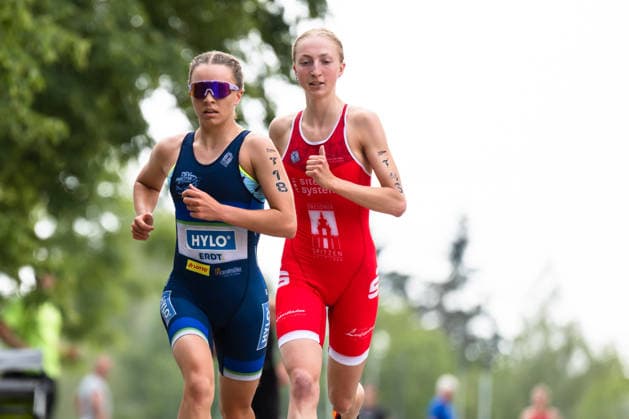 1 Triathlon Bundesliga Kraichgau Jara Banka GER, Hylo Team Viernheim Saar ahead of Fabienne Gericke GER, Dresdner Spitzen Team Mitteldeutschland Ubstadt Weiher Germany Copyright: xMarcelxHilgerx