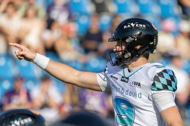 EFA European Football Alliance Frankfurt Galaxy Munich Ravens, 30 05 2026 Russell Tabor Munich Ravens 9 , Frankfurt Galaxy Munich Ravens, Frankfurt, PSD Bank Arena, 30 5 2026 Copyright: xBEAUTIFULxSPORTS Gawlikx