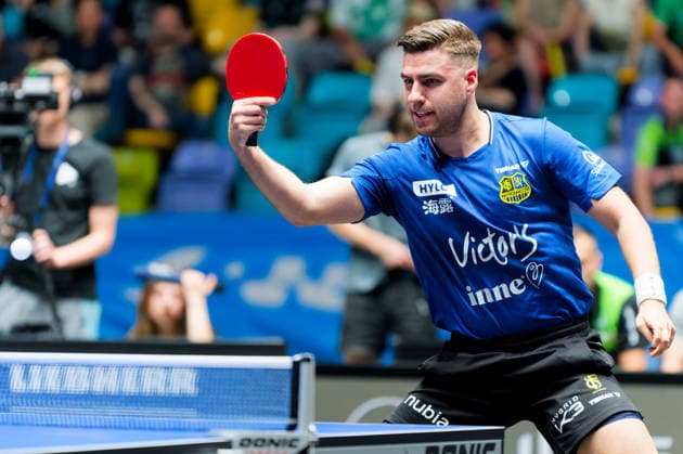 Darko Jorgic Slovenia from 1 FC Saarbrücken TT in action in the semi-finals of the TTBL Final Four Darko Jorgic Slovenia from 1 FC Saarbrücken TT in action in the semi-finals of the TTBL Final Four in Frankfurt at the Süwag Energie Arena on May 30, 2026 Frankfurt am Main Süwag Energie ARENA Hessen Germany