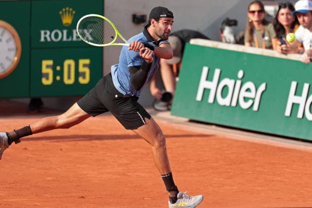 RECORD DATE NOT STATED 30th May 2026; Roland Garros, Paris, France; 2026 French Open Tennis, Day 12; Matteo Berrettini (ITA) plays a backhand against Francisco Comesana (ARG) JonxBromley