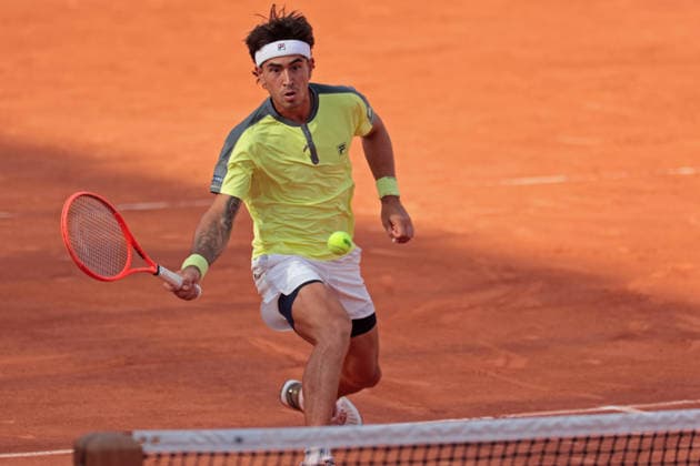 RECORD DATE NOT STATED 30th May 2026; Roland Garros, Paris, France; 2026 French Open Tennis, Day 12; Francisco Comesana (ARG) comes to the net JonxBromley
