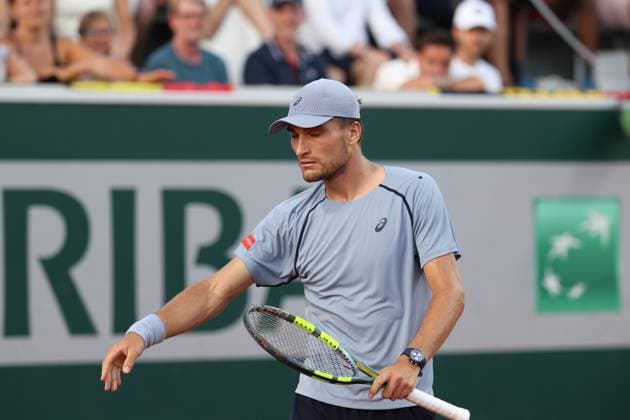 Belgian Raphael Collignon reacts during a third round match between Italian Arnaldi and Belgian Collignon, in the men s singles at the Roland Garros French Open tennis tournament, in Paris, France, Saturday 30 May 2026. This year s tournament takes place from 18 May to 07 June. VIRGINIExLEFOUR  x175489428x