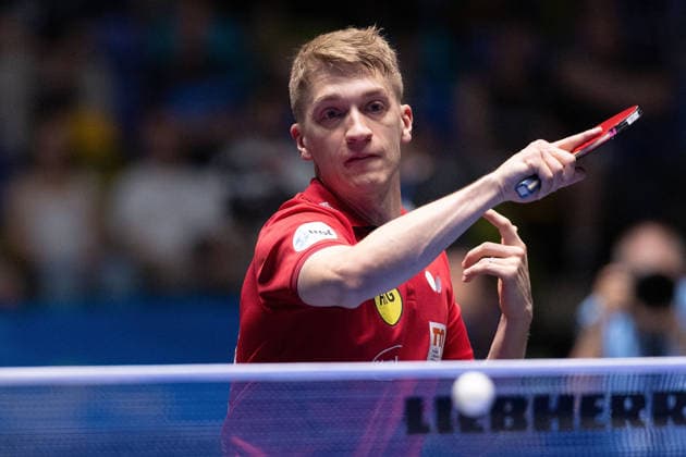 Anton Kaellberg SWE, Borussia Duesseldorf in action during the semifinal matches Borussia Düsseldorf TTC Schwalbe of the Liebherr TTBL Final4 at the Süwag Energie ARENA on May 30, 2026, in Frankfurt, Germany Copyright: JoaquimxFerreira