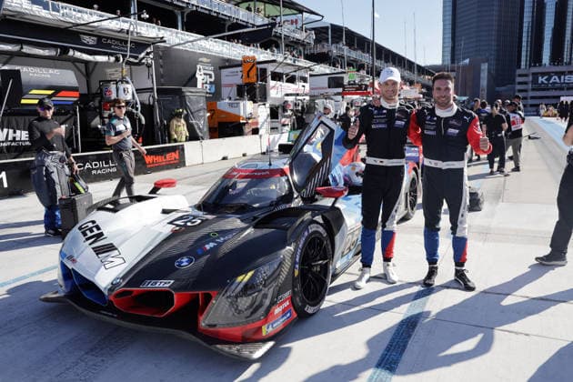 Smiling faces at the overall runners-up Marco Wittmann GER and Phillipp Eng AUT BMW M Hybrid V8 25 in the race, BMW M Team WRT, GP Detroit, Michigan, USA, 30 05 2026, IMSA Racing Series