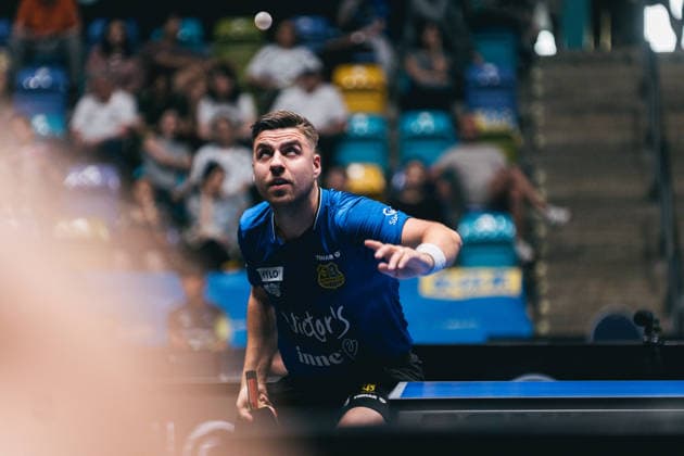 30 05 2026 Table tennis, men, TTBL, Bundesliga, playoff, Final Four, 1 FC Saarbrücken, Borussia Düsseldorf, TTC Schwalbe Bergneustadt, SV Werder Bremen, semi-final Darko Jorgic Saarbrücken Frankfurt am Main, Süwag Energi Hessen Germany P1103040-2