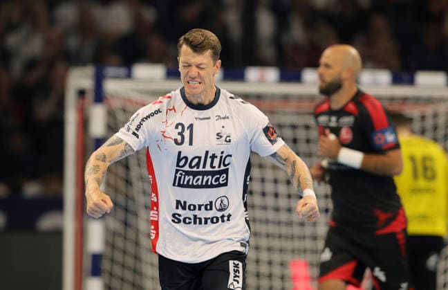 photo Disappointment at Emil Jakobsen Flensburg Handball Men on Sat 30 05 2026 Mens EHF European League , Final Four in Hamburg SG Flensburg Melsungen, Semifinal