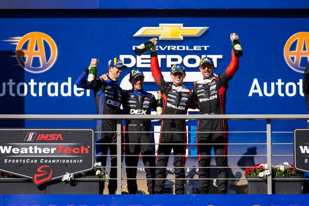 AUTO - IMSA - DETROIT SPORTS CAR CLASSIC 2026 Podium, 10 TAYLOR Ricky (usa), ALBUQUERQUE Filipe (prt), Cadillac Wayne Taylor Racing, Cadillac V-Series.R, 31 AITKEN Jack (gbr), BAMBER Earl (nzl), Cadillac Whelen, Cadillac V-Series.R, portrait during the Chevrolet Detroit Sports Car Classic, 5th round of the 2026 2026 IMSA SportsCar Championship, on the Streets of Detroit, from May 29 to 31, 2026 in Detroit, Michigan, United States of America - DetroitUnited States  Copyright: xJULIENxDELFOSSEx