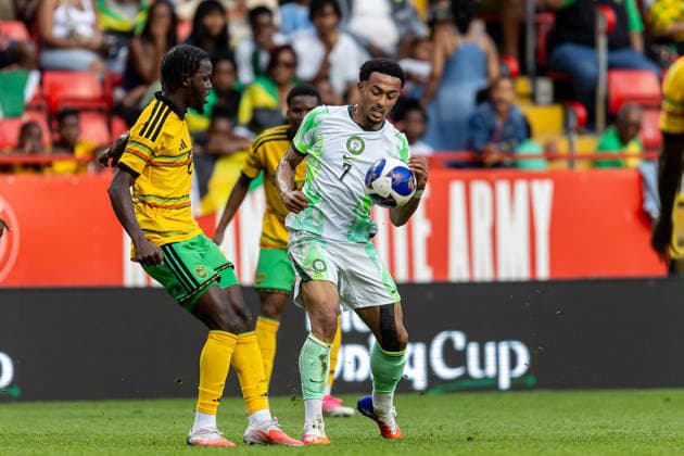 Jamaica v Nigeria, Unity Cup London 2026, Cup Final Nigeria forward Femi Azeez (7) controls ball during the Unity Cup London 2026 match between Jamaica and Nigeria at The Valley, London, UK on 30 May 2026. London The Valley Greater London UK Editorial use only , Copyright: xManjitxNarotrax PSI-24353-0011