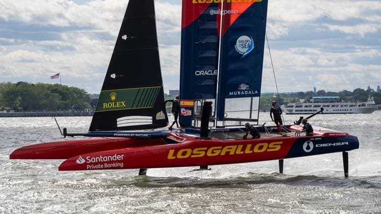 RECORD DATE NOT STATED Mubadala New York SailGP Kicks Off as Spain Takes Early Lead on Opening Day (SPO) Mubadala New York SailGP Kicks Off as Spain Takes Early Lead on Opening Day. May 30,2026, Governors Island, New York, USA: Team Spain competes during the opening day of the Mubadala New York Sail Grand Prix on the Hudson River on Saturday. Jorge Estrellado Thenews2(Foto: Jorge Estrellado Thenews2 imago images) SPO  Copyright: xJorgexEstrelladox