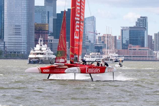 RECORD DATE NOT STATED 2026 Rolex SailGP Championship Mubadala New York Sail Grand Prix (NEW) 2026 Rolex SailGP Championship Mubadala New York Sail Grand Prix. May 30, 2026, New York, New York, USA: Team Emirates GBR SailGP boat races in Race 1 during Mubadala New York Sail Grand Prix at New York Harbor on May 30, 2026 in New York City. (Credit: M10s TheNews2)(Foto: M10S Thenews2 imago images) SPO  Copyright: xM10sx