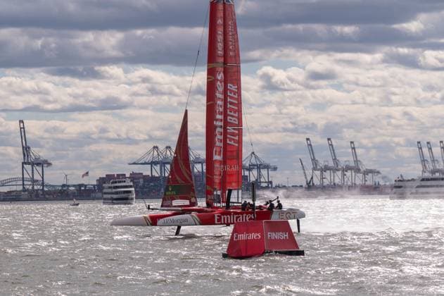 RECORD DATE NOT STATED 2026 Rolex SailGP Championship Mubadala New York Sail Grand Prix (NEW) 2026 Rolex SailGP Championship Mubadala New York Sail Grand Prix. May 30, 2026, New York, New York, USA: Team Emirates GBR SailGP boat wins Race 1 during Mubadala New York Sail Grand Prix at New York Harbor on May 30, 2026 in New York City. (Credit: M10s TheNews2)(Foto: M10S Thenews2 imago images) SPO  Copyright: xM10sx