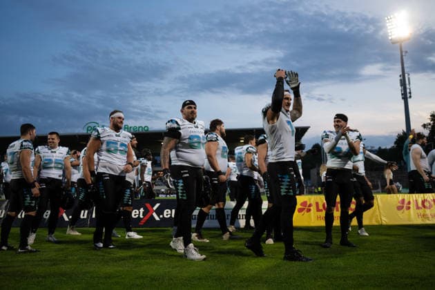 30 05 2026, xhfmx, American Football EFA European Football Alliance, Frankfurt Galaxy Munich Ravens Munich Ravens celebrate the victory in Frankfurt DFL DFB REGULATIONS PROHIBIT ANY USE OF PHOTOGRAPHS as IMAGE SEQUENCES and or QUASI VIDEO Frankfurt am Main