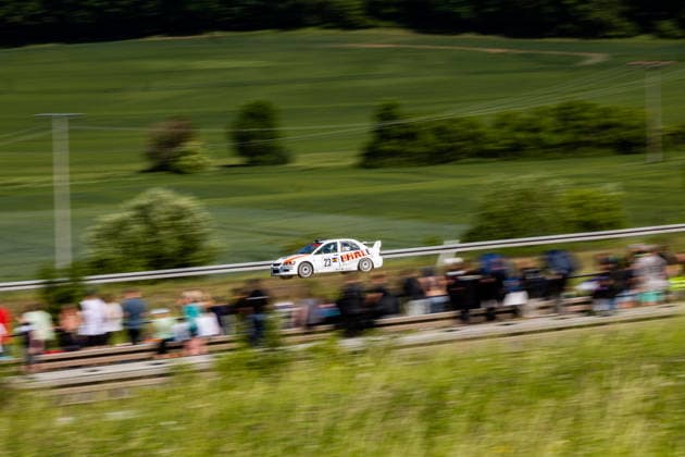 30 05 2026, GER, Motorsport Rallyesport, Maenner Frauen, Saison 2026, 61 RSC Rallye Wartburg RSC Rallye Super Cup powered by Carunion org MC Eisenach Rallye Team Hessisches Bergland e V im ADAC DIETZEL, Paul DEU GEIST, Hartmut DEU Mitsubishi Lancer evo 9 On Saturday afternoon, the drivers entered the last special stage Flachsgrund powered by Formella Bau GmbH 99817 Eisenach Festplatz Spicke Thüringen Germany