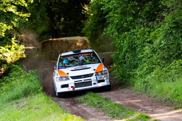 30 05 2026, GER, Motorsport Rallyesport, Maenner Frauen, Saison 2026, 61 RSC Rallye Wartburg RSC Rallye Super Cup powered by Carunion org MC Eisenach Rallye Team Hessisches Bergland e V im ADAC DIETZEL, Paul DEU GEIST, Hartmut DEU Mitsubishi Lancer evo 9 On Saturday afternoon, the drivers entered the last special stage Flachsgrund powered by Formella Bau GmbH 99817 Eisenach Festplatz Spicke Thüringen Germany