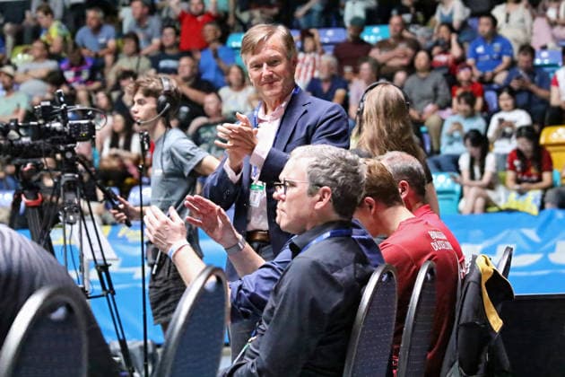 Manager Andreas Preuss, Borussia Duesseldorf applauds GER Frankfurt TTBL Liebherr Final Four TTC Schwalbe Bergneustadt vs Borussia Düsseldorf, Table Tennis Suewag Energie Arena 30 05 2026 GER Frankfurt TTBL Liebherr Final Four Table Tennis Suewag Energie Arena Deutsche Meiterschaft 30 05 2026 Frankfurt Copyright: xEibner-Pressefoto JoergxHirschx EP_JHH