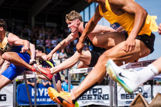 51 Hypomeeting, Goetzis AT , 31 05 2026 GOETZIS, SWITZERLAND MAY 31 Finley GAIO of Switzerland, center, competes in the 110 m hurdles of the mens decathlon at the 51 Hypomeeting, Goetzis AT on May 31, 2026 in Goetzis, Switzerland Copyright: xBEAUTIFULxSPORTS UlfxSchillerx