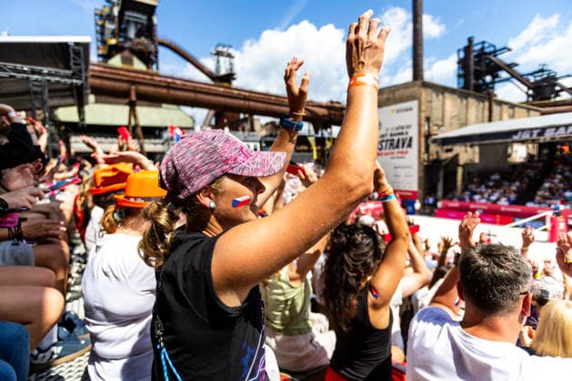 Fans during the Ondrej Perusic and Jiri Sedlak of Czech Republic vs Taylor Crabb and Andrew Benesh of USA match at the Pro Tour, Beach volleyball, Beachvolleyball tournament of Elite category, Ostrava, Czech Republic, May 31, 2026. (CTKxPhoto VladimirxPrycek) CTKPhotoP2026053102376  CTKPhotoP2026053102376
