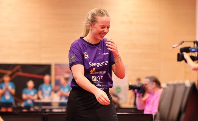 Josi Neumann ttc laughs action upper body sport table tennis final German championship womens league season 2025 2026 31 05 2026 ttc eastside Berlin vs TSV Dachau