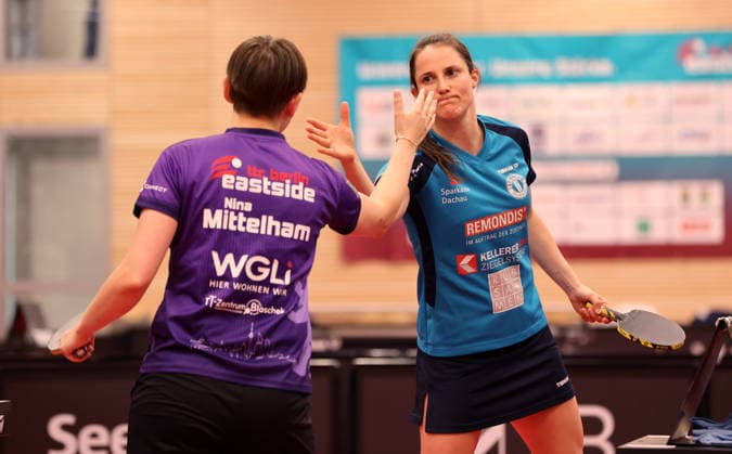 Nina Mittelham ttc wins against Sabina Winter TSV Action Upper Body Sport Table Tennis Final German Championship Bundesliga Women Season 2025 2026 31 05 2026 ttc eastside Berlin vs TSV Dachau