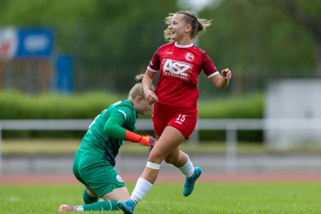 Regionalliga Nordost Frauen F C Hansa Rostock vs 1 FFV Erfurt Rostock 31 05 2026 0 1 by Kira Hasenbein 15 1 FFV Erfurt vs Anna Thiele 1 F C Hansa Rostock Regionalliga Nordost Frauen F C Hansa Rostock vs 1 FFV Erfurt Sportforum Leichtathletikstadion Rostock 31 05 2026 Copyright: xBEAUTIFULxSPORTS Duehringx