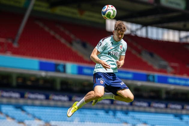 260531 Jorgen Strand Larsen of the Norwegian national football team during a training session on May 31, 2026 in Oslo Photo Vegard Grott BILDBYRAN kod VG VG0931 bbeng fotball football soccer fotboll fifa world cup vm fotball vm norge norway trening träning training practice precamp pre camp  Copyright: VEGARDxGRoTT BB260531VG024