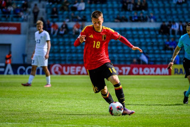 UEFA Under-17 European Championship, EM, Europameisterschaft Estonia 2026 Noa Cobiella in action during the UEFA Under-17 European Championship Group-A match between Belgium U-17 vs Estonia U-17 national teams, Tallinn Estonia 31.05.2026 Tallinn A Le Coq Arena Estonia Copyright: xMaurixLevandix