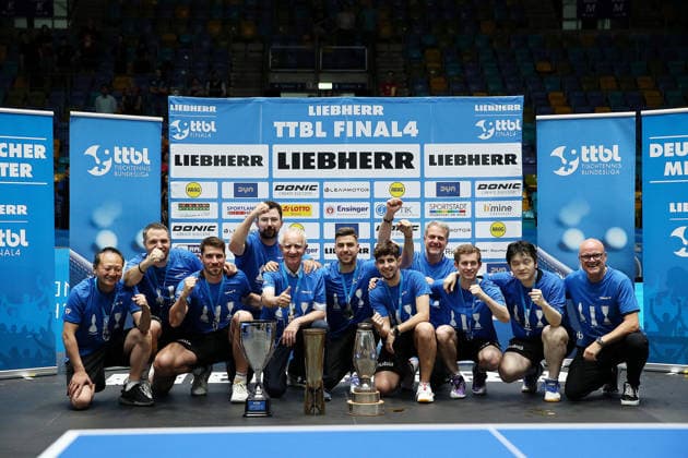 31 05 2026, xrekx, Table Tennis TTBL Final 4 Final, Borussia Düsseldorf 1 FC Saarbrücken v l 1 FC Saarbrücken TT German Champion 2026 Triple Winner DFL DFB REGULATIONS PROHIBIT ANY USE OF PHOTOGRAPHS as IMAGE SEQUENCES and or QUASI VIDEO Frankfurt am Main