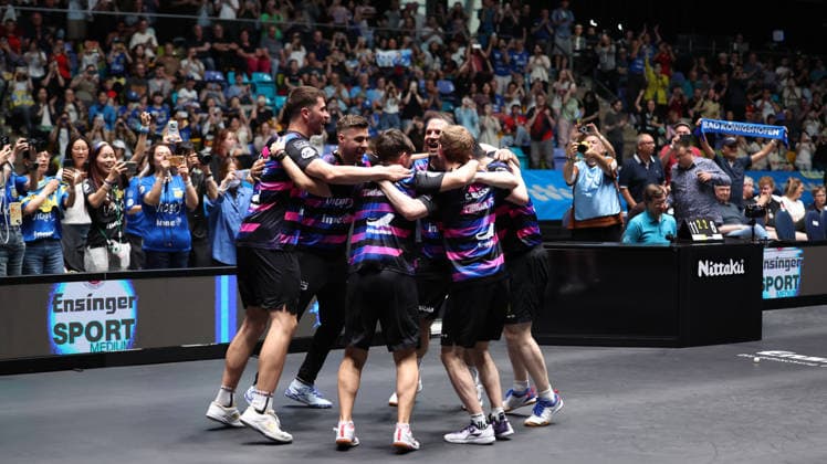 31 05 2026, xrekx, Table Tennis TTBL Final 4 Final, Borussia Düsseldorf 1 FC Saarbrücken v l 1 FC Saarbrücken TT German Champion 2026 Triple Winner DFL DFB REGULATIONS PROHIBIT ANY USE OF PHOTOGRAPHS as IMAGE SEQUENCES and or QUASI VIDEO Frankfurt am Main