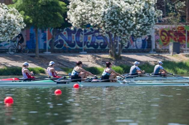 Seville, Spain. 30 May 2026. Rowers Zoe Hyde and Margaret Cremen (Ireland), Wiktoria Kalinowska and Julia Rogiewicz (Poland) and Tatsiana Klimovich and Alena Furman (Individual Neutral Athletes) during the W2x Women s Double Sculls Semifinal 2 Race at the World Rowing Cup 1 2026 at CEAR La Cartuja. Seville Spain Copyright: xDavidxSarmientox xVWPicsx DSG-0883