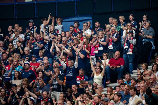 Hamburg, 31 05 2026, Handball, Men, EHF European League Men 2025 26, Match for 3rd place, Montpellier HB SG Flensburg Handewitt Cheering Flensburg fans