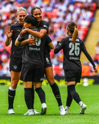 Brighton and Hove Albion Women v Manchester City Women Adobe Womens FA Cup Aoba Fujino of Manchester City Women celebrates scoring her sides third goal of the game to make the score 3-0 during the Adobe Womens FA Cup Final between Brighton and Hove Albion Women and Manchester City Women at Wembley Stadium, London 31 05 2026 UK Newspapers OUT Copyright: xLucyxCopseyx FIL-23532-0087