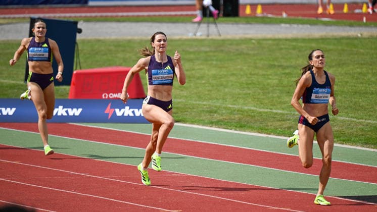 ATHLETICS - Hypomeeting Goetzis 2026 GOETZIS,AUSTRIA,31.MAY.26 - ATHLETICS - World Athletics Combined Events Tour, Hypomeeting, heptathlon, 800m. Image shows Vanessa Grimm (GER), Emma Oosterwegel (NED) and Sveva Gerevini (ITA).  GEPAxpictures xOliverxLerch