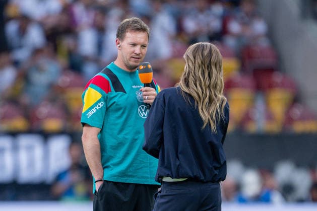 31 05 2026, Football friendly international match 3 matchday, Germany Finland, in the Mewa Arena Mainz, Coach Julian Nagelsmann Germany during TV interview,