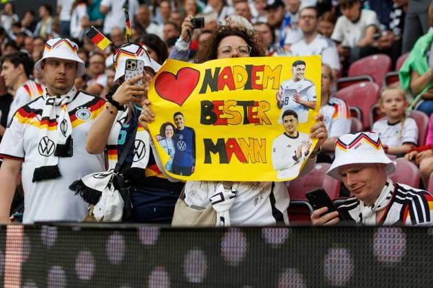 Fans with poster, Germany vs Finland, Football, International match, World Cup preparation, Season 2025 2026, 31 05 2026 Germany vs Finland, Football, International match, World Cup preparation, Season 2025 2026, 31 05 2026 Copyright: xEibner-Pressefoto AlexanderxNeisx EP_ANS