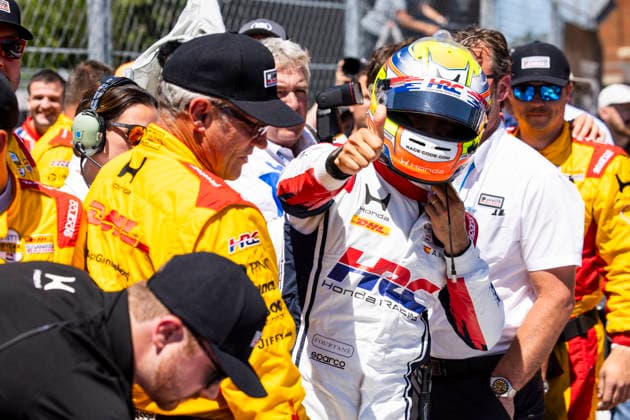 AUTO - IndyCar, Indy Car, IRL, USA - DETROIT GRAND PRIX 2026 PALOU Alex (esp), Chip Ganassi Racing, Dallara DW12 - Honda, portrait celebrating his win during the Chevrolet Detroit Grand Prix, 8th round of the 2026 NTT IndyCar Series, on the Streets of Detroit, from May 29 to 31, 2026 in Detroit, Michigan, United States of America - DetroitUnited States  Copyright: xJULIENxDELFOSSEx