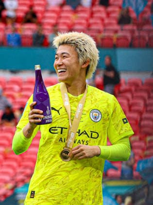 LONDON, ENGLAND - May 31: Goalkeeper Ayaka Yamashita of Manchester City ready to celebrate during the Adobe Womens FA Cup Final match between Brighton and Hove Albion and Manchester City at Wembley Stadium, May 31 in London, England Copyright: xNataliexMincher SPPx Sportspressphoto_SPR158429