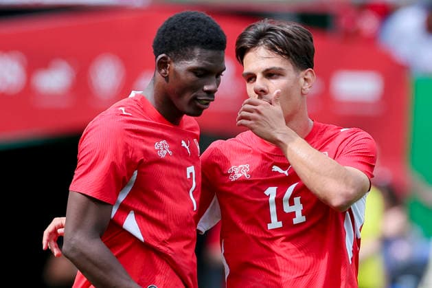 Breel Embolo Switzerland and Ardon Jashari Switzerland talk together, International Friendly, Switzerland v Jordan, Kybunpark on May 31, 2026 in St Gallen, Switzerland Photo by Marco Steinbrenner DeFodi Images Breel Embolo Switzerland and Ardon Jashari Switzerland talk together, International Friendly, Switzerland v Jordan, Kybunpark, May 31, 2026 in St Gallen, Switzerland Photo by Marco Steinbrenner DeFodi Images