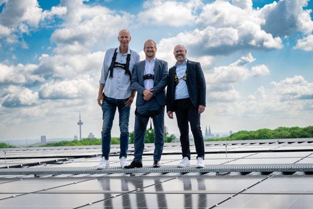 Press conference on the photovoltaic system at the RheinEnergieSTADION with Stephan Segbers Chief Sales Officer RheinEnergie , Lutz Wingerath Managing Director Cologne Sports Facilities and Jörn Stobbe President 1 FC Köln , 01 06 2026 Cologne North Rhine-Westphalia Germany Copyright: xkolbert-press MarcxNiemeyerx
