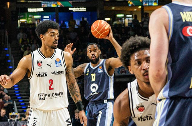 J wan Roberts Alba Berlin, 13 with ball 01 06 2026, Alba Berlin vs Bamberg Baskets, Basketball, BBL, Max Schmeling Halle, Berlin DFL regulations prohibit any use of photographs as image sequences and or quasi video Copyright: HMBxMedia xFinnxWeidmann