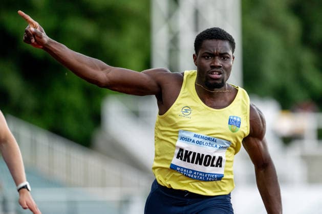 Toluwabori Akinola of Ireland, 100 metres run, men, final, 33th Josef Odlozil Memorial, international athletics meeting, part of WACT European Bronze Meeting, in Prague, Czech Republic, June 1, 2026. (CTKxPhoto OndrejxDeml) CTKPhotoP2026060106994  CTKPhotoP2026060106994
